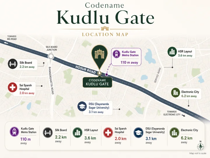 Location map showing Purva Heritage on Hosur Road, South Bengaluru Location map showing Purva Heritage on Hosur Road, South Bengaluru